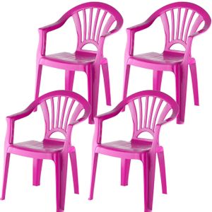 4x stuks kinderstoelen fuchsia roze kunststof 37 x 31 x 51 cm