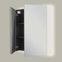 Linie Montro spiegelkast 70 x 75 cm hoogglans wit met spiegelverlichting - thumbnail
