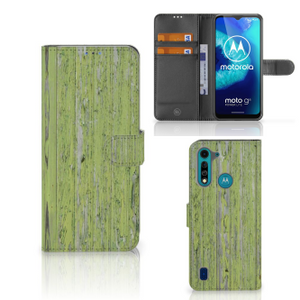 Motorola G8 Power Lite Book Style Case Green Wood