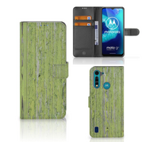 Motorola G8 Power Lite Book Style Case Green Wood