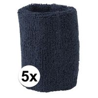 5x Navy blauw zweetbandje voor pols