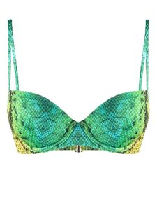 Noire Swimwear haut de bikini à imprimé peau de serpent - Vert