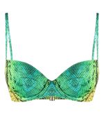 Noire Swimwear haut de bikini à imprimé peau de serpent - Vert - thumbnail