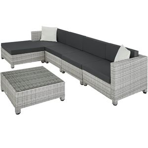 tectake - loungeset met aluminium frame-Wicker tuinset- incl. 2 overtreksets - lichtgrijs - 403742