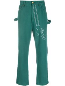 KidSuper Swingset embroidered straight-leg jeans - Vert