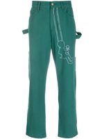 KidSuper Swingset embroidered straight-leg jeans - Vert - thumbnail