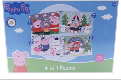 Peppa Pig - 4 in 1 Kerstpuzzel - 12+16+20+24 stukjes