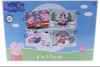 Peppa Pig - 4 in 1 Kerstpuzzel - 12+16+20+24 stukjes