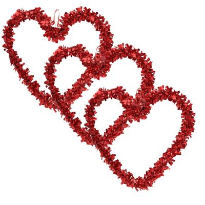 Groot Valentijnsdag decoratie hart - 3x - 35 x 28 cm - rood - folie - liefde / huwelijk thema versie Groot Valentijnsdag decoratie hart - 3x - 35 x 28 cm - rood - folie - liefde / huwelijk thema versie