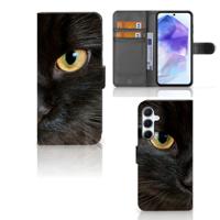 Samsung Galaxy A55 | Telefoonhoesje | Met pasjeshouder | Zwarte Kat