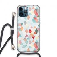 Gekleurde driehoekjes pastel: iPhone 13 Pro Max Transparant Hoesje met koord