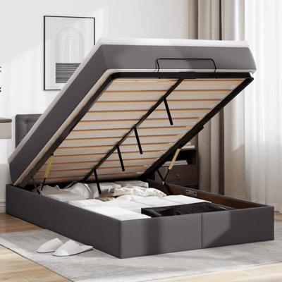 Ottoman bed met matras 120x190 cm kunstleer grijs