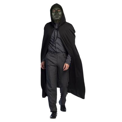 Carnaval Halloween verkleedkleding set - Zwart masker - Cape met capuchon zwart - volwassenen