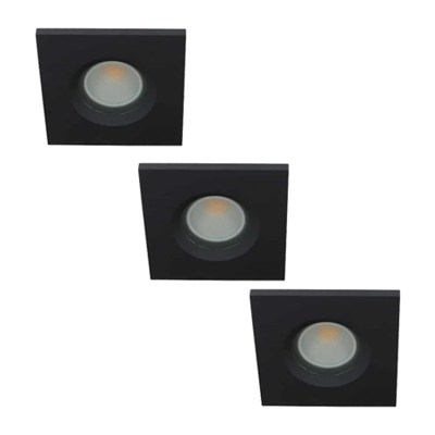 Set 3x Camilla LED spot compleet (incl. lichtbron) GU10 COB 5Watt vierkant ZWART IP65 dimbaar