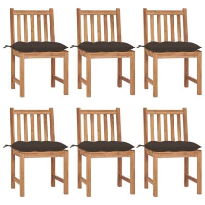Tuinstoelen 6 st met kussens massief teakhout