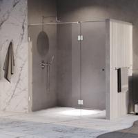 BRAUER Void Carving Nisdeur - 2-delig - 200x200cm - 70cm draaideur aan glas - glascoating - omkeerbaar - helder glas - Chroom GS-VOCN3H70130200CE