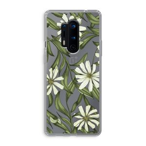 Wit bloemenpatroon: OnePlus 8 Pro Transparant Hoesje