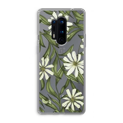 Wit bloemenpatroon: OnePlus 8 Pro Transparant Hoesje