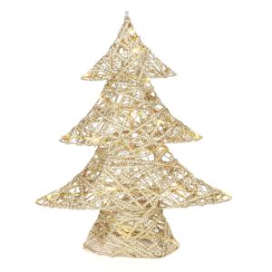 Countryfield decoratie kerstboom - goud - met verlichting - 35 cm