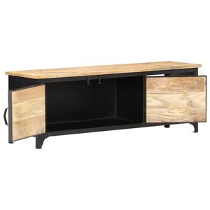 The Living Store TV-meubel Industriële Stijl - 120 x 30 x 40 cm - Handgemaakt - Mangohout - Staal