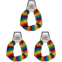 Haarbandje voor dames - 3x - Gay Pride/Regenboog thema kleuren - polyester - thumbnail