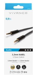 Vivanco 46/10 09FG Audio Aansluitkabel [1x Jackplug male 3,5 mm - 1x Jackplug male 3,5 mm] 0.90 m Zwart