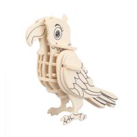 Houten dieren 3D puzzel papegaai - Speelgoed bouwpakket - 23 x 18,5 x 0,3 cm - vogels