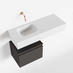 Toiletmeubel Mondiaz Andor | 80 cm | Meubelkleur Dark grey | Lex vrijhangend wastafel Talc Links | Zonder kraangat