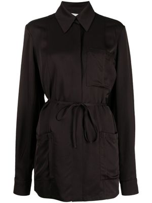 Jil Sander surchemise en satin à taille nouée - Marron