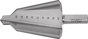 Promat Getrapte plaatboor | boorbereik 24-40 mm | HSS totale lengte 89 mm | snedeaantal 2 - 4000862034 4000862034