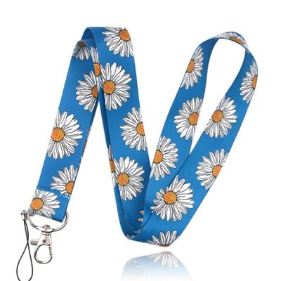 Sleutelkoord of Tassenhanger met Madelief Print Blauw