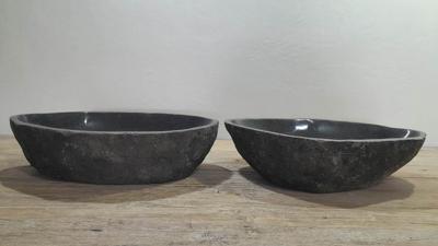 Waskommen riviersteen set RL250304AB, 57x35x15 cm