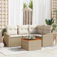 Tuinbankenset met opslag 5 pcs Beige en Crème poly rattan