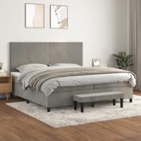 Boxspring met matras fluweel lichtgrijs 200x200 cm