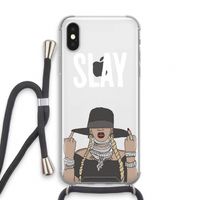 Slay All Day: iPhone XS Transparant Hoesje met koord