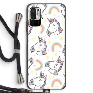 Rainbow Unicorn: Xiaomi Redmi Note 10 5G Transparant Hoesje met koord