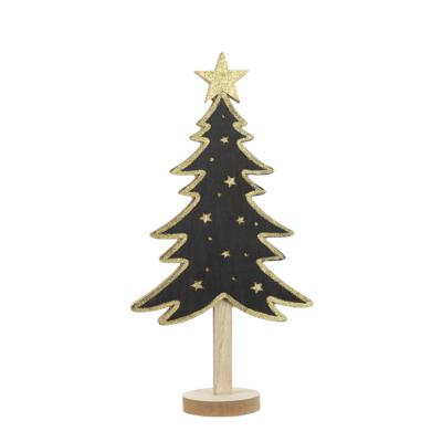 Cosy @ Home Kerstboom - hout - zwart/gouden sterren - 36 x 18 cm Cosy @ Home Kerstboom - hout - zwart/gouden sterren - 36 x 18 cm