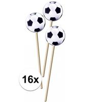 Voetbal prikkers - 16x stuks - 20 cm - cocktail prikkers - ek/wk - oranje