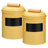 Voorraadpotten met krijtbord etiketten - 2x - 14 x 20 cm - metaal - groen - keuken voorraadpotten