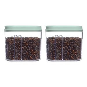 Voedselcontainer strooibus - 2x - mintgroen - 1000 ml - kunststof - 15 x 8 x 14 cm - voorraadpot