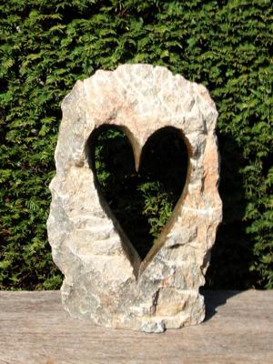 Zimbabwaans tuinbeeld Hart, 52 cm