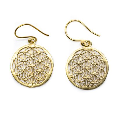 Flower of Life Oorbellen Messing Goudkleurig (20 mm)
