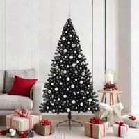 VidaXL Kunstmatig voorverlicht kerstboom met 300 led zwart 180 cm pvc
