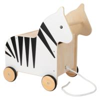 Small Foot - houten speelgoedbox en trekfiguur zebra wildlife
