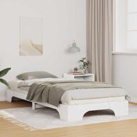 Bedframe met opslag Wit 90 x 220 cm Hout Bedframe met opslag Wit 90 x 220 cm Hout