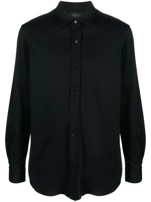 Brioni chemise en coton à col italien - Noir