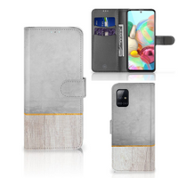 Samsung Galaxy A71 Book Style Case Wood Concrete - thumbnail