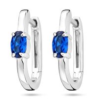 Klapoorringen zilver-zirconia zilverkleurig-blauw 3 x 14 mm