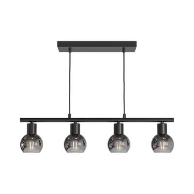 Glazura - LED Hanglamp 4 Lichts - Glazen bollen - Smokey glas - Zwart - E14 fittingen