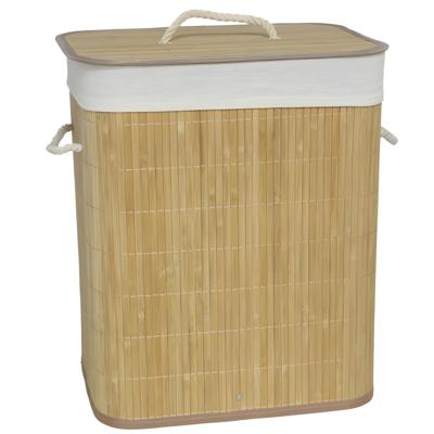 Gerimport Wasmand bamboe - 60 liter - 30 x 40 x 50 cm - met deksel / binnenvoering Gerimport Wasmand bamboe - 60 liter - 30 x 40 x 50 cm - met deksel / binnenvoering